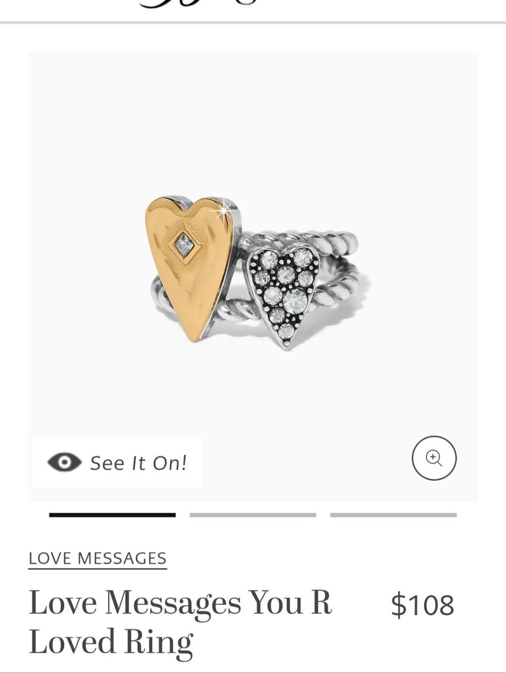 Two-Tone Heart Ring with Gold and Silver Hearts